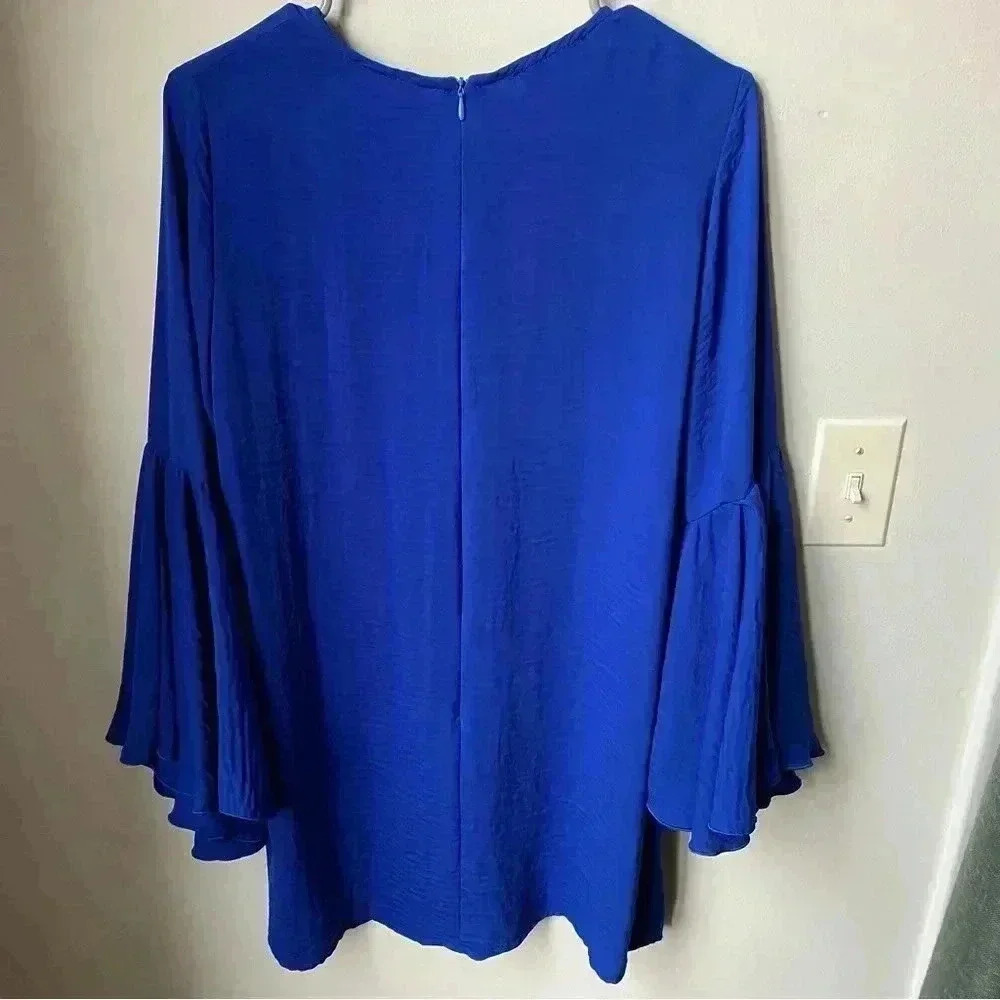 Royal Blue Mini Dress with Bell Sleeves - Women’s Size Large fits like Medium - Picture 7 of 14